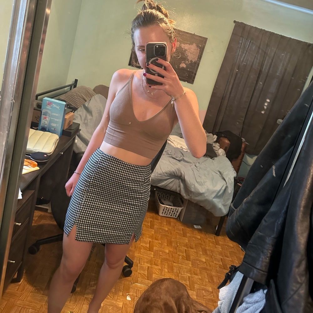 Gingham mini skirt